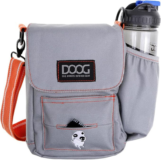 DOOG | Walkie Bag | Adjustable Shoulder Bag with Poo Bag Compartment and Water Bottle Compartment | Grey