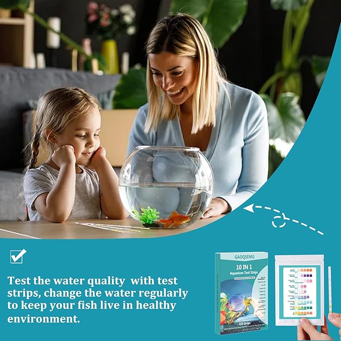 10 in 1 Ammonia Aquarium Water Test Kit,150 Strips Fish Tank Test Strips for Freshwater Saltwater Testing Ammonia,pH,Hardness,Nitrite,Nitrate,Chlorine,Copper and More