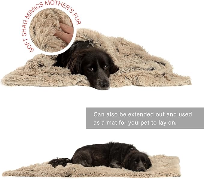 Best Friends by Sheri Calming Shag Fur Pet Throw Blanket, Taupe, 40"x50"