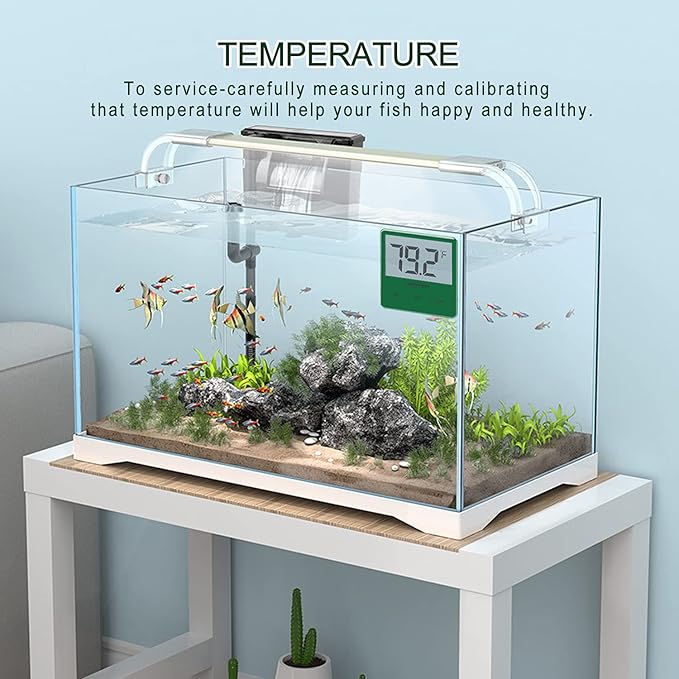 DIGITEN Aquarium Thermometer Digital Fish Tank Thermometer with Large LCD Display Stick On Water Terrarium Temperature Sensor Gauge for Reptiles Turtle Amphibians