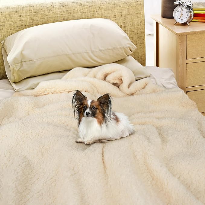 furrybaby Dog Blanket Soft Dog Blankets for Large Dogs Puppy Essentials Washable Sherpa Fleece Cat Blanket 41x65 Inches for Bed Furniture Couch Sofa (X Large, Beige)