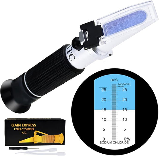 0-28% Salinity Refractometer ATC, Sodium Chloride (NaCl) Salt Level Meter Tester, Test Kit for Sea Water Brine Seawater Food Industry Pickle Soy Sauce, ±0.2% Accuracy