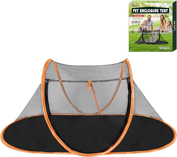 Cat Tent Outdoor, Pet Enclosure Tent Suitable for Cats and Small Animals, Indoor Playpen Portable Exercise Tent with Carry Bag(Orange)