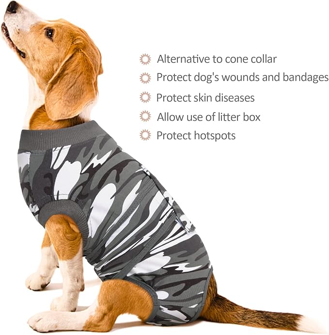 Kuoser Recovery Suit for Dogs Cats After Surgery, Professional Pet Recovery Shirt Dog Abdominal Wounds Bandages, Substitute E-Collar & Cone,Prevent Licking Dog Onesies Pet Surgery Recovery Suit