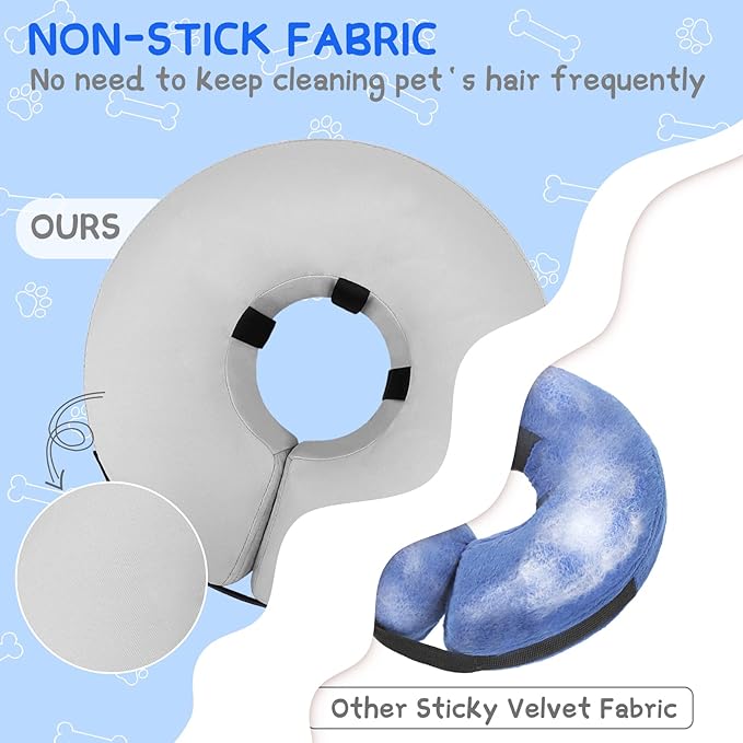 Supet Inflatable Dog Cone Collar Alternative after Surgery, Dog Neck Donut Collar Recovery E Collar to Stop Licking, Soft Dog Cone for Small Medium Large Dogs