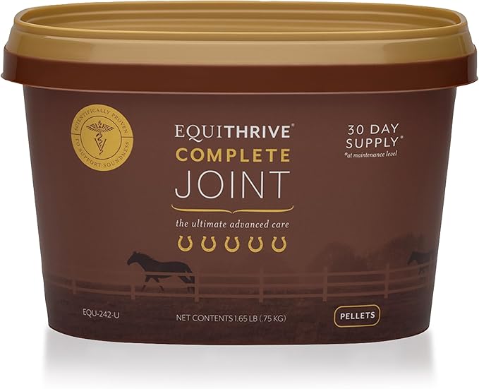 Equithrive Complete Joint Supplement Pellets with Resveratrol, Glucosamine, Chondroitin, Hyaluronic Acid and MSM for Horses, 1.65 lbs