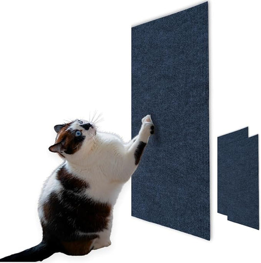 Cat Scratch Mat (3 Pack), 23.6’’ x 11.8’’ Cat Wall Stracther, Versatile Self-Adhesive Replacement Easy Use for Cat Trees, Cat Wall Furniture, Scratching Posts, and Couch Protection (Blue)