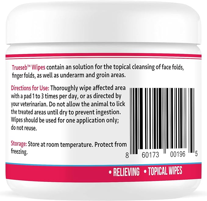 Truseb Topical Ketoconazole and Chlorhexidine Wipes for Dogs, Cats and Horses - with Aloe for Cleansing - 50 count (Ketoconazole & Chlorhexidine Wipes, 50 count)