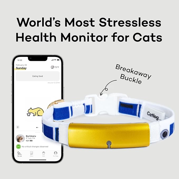 Smart Collar ([R2-D2] Design, M) - Smart Collar with a Breakaway Buckle, Healthcare Tracker for Indoor Cat, Live Behavior Tracking, Loss of Energy Alerts