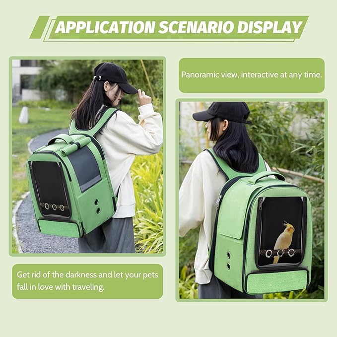 Bird Backpack Carrier,Bird Travel cage Backpack with Tray and Standing Perch,Feeding Tank,Waterproof pad,Used for Parakeets,hornbirds,Lovebirds,Small and Medium-Sized Bird