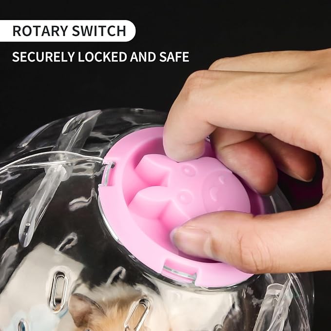 4.9 inch Hamster Ball, for Hamster Less Than 3.9 inch/10cm in Length, Portable and Compact, Hamster Exercise Toys, Pink and Clear