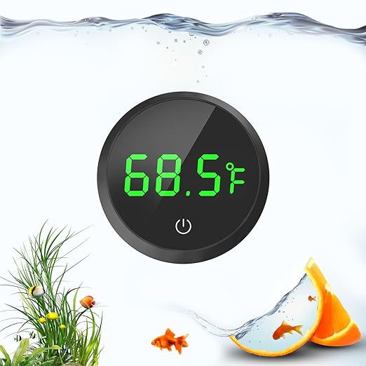 QZQ Fish Tank Thermometer Aquarium Thermometer Wireless Touch Stick Digital Aquarium Thermometer LED Display ±1°F for Monitoring The Fish Tank Aquarium Temperature Accessories (Black)