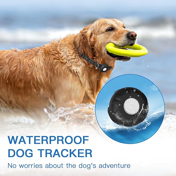 Dog Tracker,Pet Tracker for Dogs(iOS Only),Waterproof Dog Tracker Collar with Safety Elastic Buckle,Dog Collar Tracker Works with Any Collar,No Monthly Fee,Support Apple Find My App not for Android