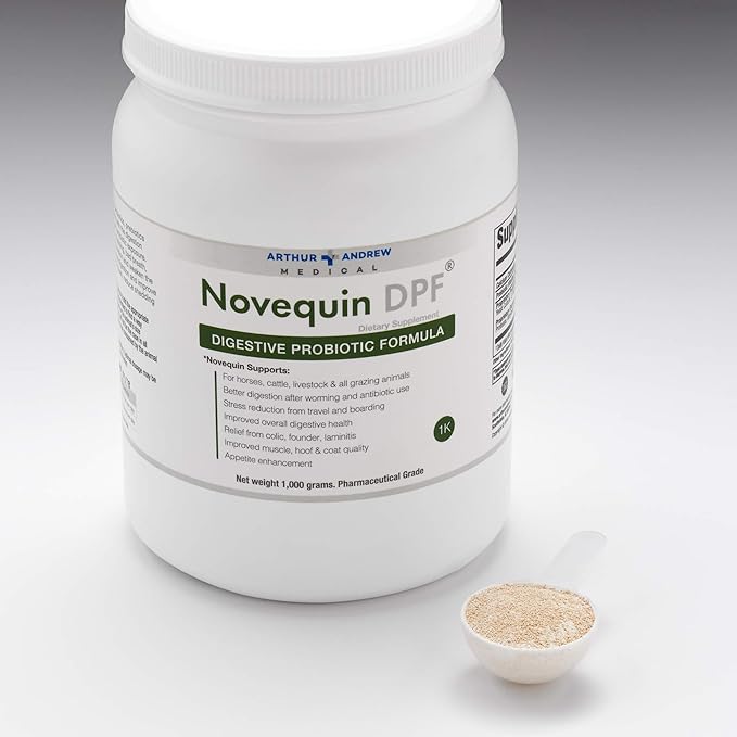 Arthur Andrew Medical, Novequin DPF, Digestive Probiotic Formula for Large Animals, Prebiotics, Probiotics, and Enzymes, Non-GMO, 1000 Grams