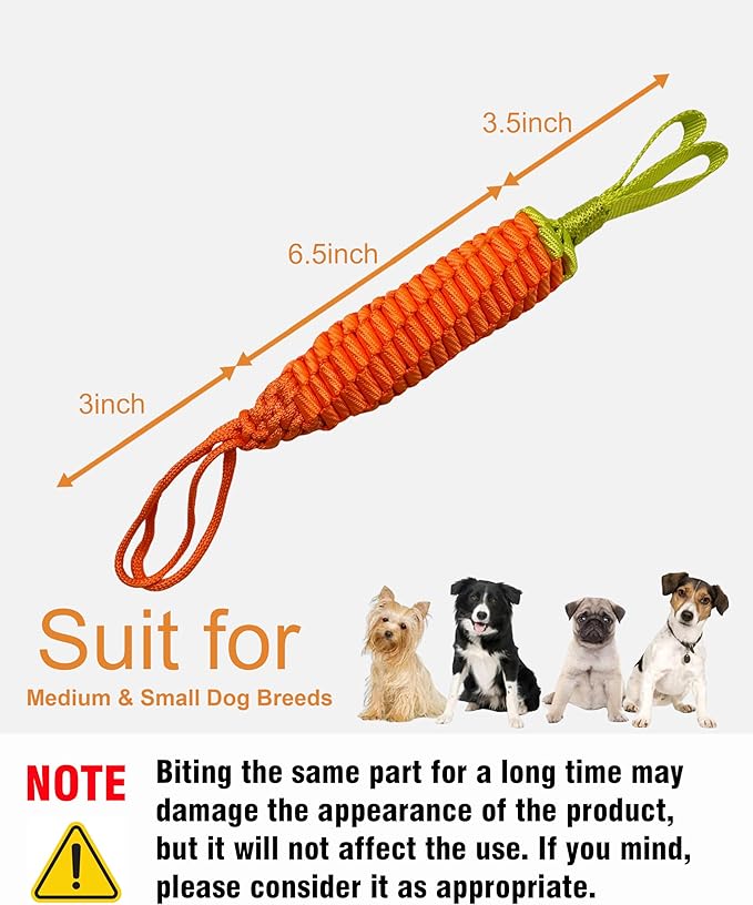 Dog Rope Toy,Tug of War Dog Toy,Puppy Teething Chews,Dog Chew Toys,Carrot Dog Toy for Medium and Large Dogs