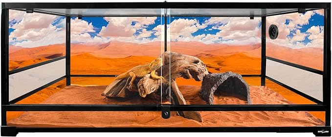 REPTI ZOO Reptile Tempered Glass Extra-Long Terrarium Habitats 48" x 18" x 18" Reptile Amphibians Large Enclosure for Snake/Bearded Dragon/Lizard ect.