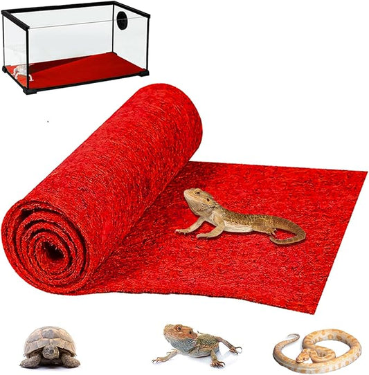 HERCOCCI Reptile Carpet, 39’’ x 20’’ Terrarium Bedding Substrate Liner Reptile Cage Mat Supplies for Bearded Dragon Lizard Tortoise Leopard Gecko Snake (Red)