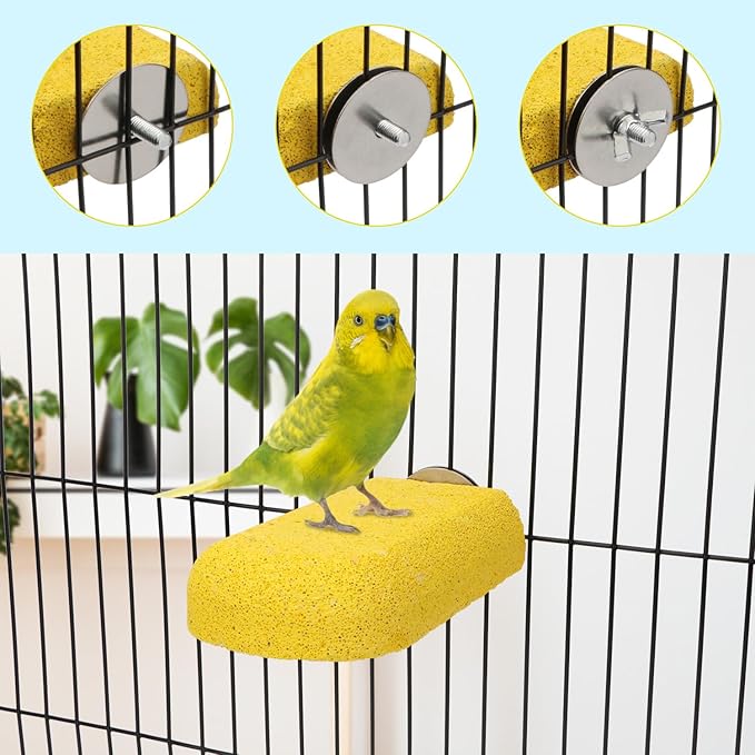 Hypeety Bird Parrot Calcium Teeth Mouth Molar Grinding Stone Hamster Grinding Stone Chew Toy Perch Jumping Stand for Parrot Budgies Chinchilla Squirrel Hamster Cage Stand Platform (Random Colour)