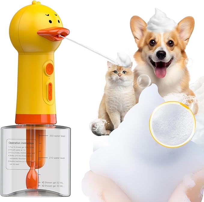 Electric Dog Cleaning Foam Machine, Automatic Dog Soap Dispenser for Bath, Rechargeable Pet Shampoo Mixing Bottle for Cleaning, IPX7 Waterproof Dog Bath Supplies for Dog Cat Puppy Children