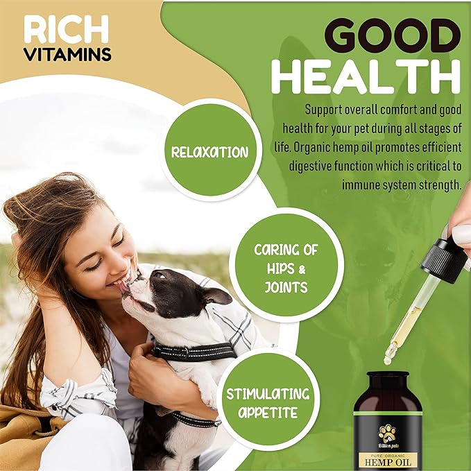 Hemp Oil for Dogs and Cats - Hemp Oil Drops with Omega Fatty Acids - Hip and Joint Support