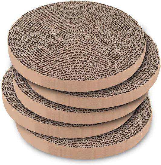 Best Pet Supplies Scratch and Spin Cat Scratcher Replacement Pads for Active Play, Natural Recycled Corrugated Cardboard, Supports Pet Behaviors, Relieves Stress - 5 Count