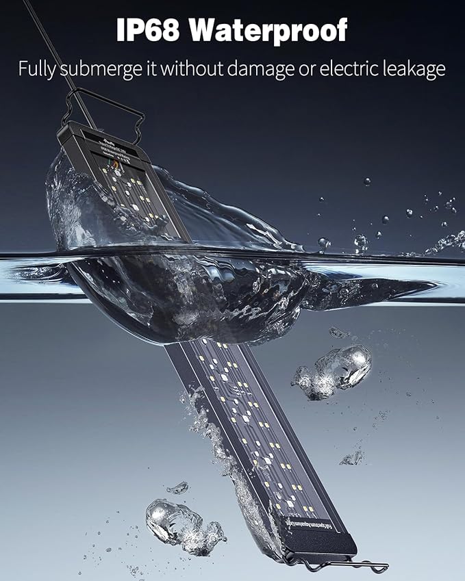 Pawfly 21W Aquarium LED Light for 18" to 24" Tanks 24/7 Extendable Fish Tank Light with Full Spectrum IP68 Waterproof Light with D/N Mode Single Color Effects Timer and Adjustable Brightness