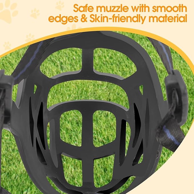 Mayerzon Dog Muzzle, Breathable Basket Muzzles for Small, Medium, Large and X-Large Dogs, Stop Biting, Barking and Chewing, Best for Aggressive Dogs (Medium, Black)