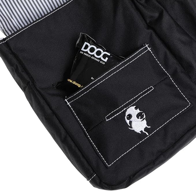 DOOG | Walkie Bag | Adjustable Shoulder Bag with Poo Bag Compartment and Water Bottle Compartment | Black