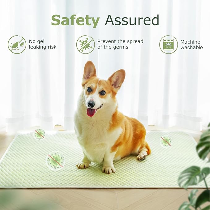 Mora Pets Dog Cooling Mat Breathable Cooling Pad for Dog Cats Washable Pet Cooling Mat for Indoor Outdoor Pets with Non-Slip Bottom 40 x 28 inch Light Green Extra Large