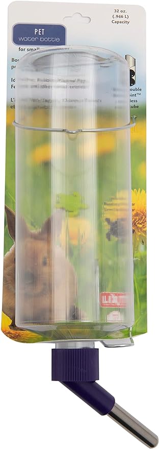 Lixit Standard Cage Water Bottles for Rabbits, Ferrets, Guinea Pigs, Hamsters, Rats, Mice and other Small Animal's (32 Ounce, Clear)