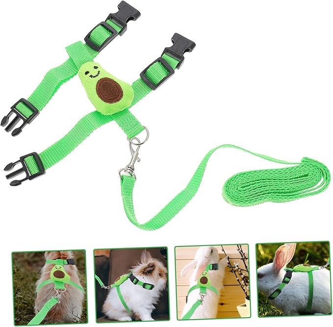 1 Set Rabbit Leash Hedgehog Avocado Leash Mini Pig Harness Ferret Walking Vest Bunny Harness and Leash for Rabbits Rabbit Harness kit Bunny Harness Large Polyester pet Hamster