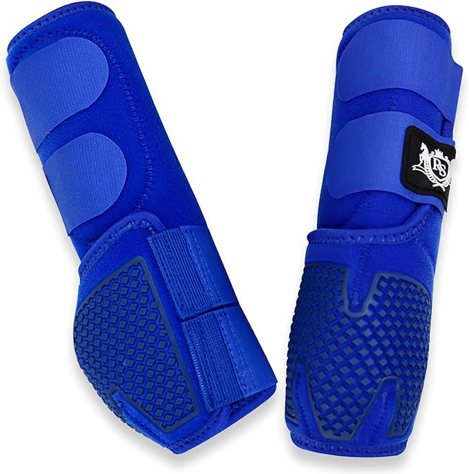 RS Premium Design Horse Boots, Protective and Shock Absorber | Horse Fly Boots Best for Jump Training and for Trails | Ok Fabric Provides Ultimate Flexibility (Blue, Medium)