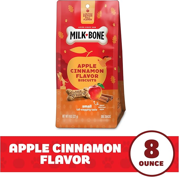 Milk-Bone Limited Edition Apple Cinnamon Flavor Biscuit Dog Treats, 8 Ounce