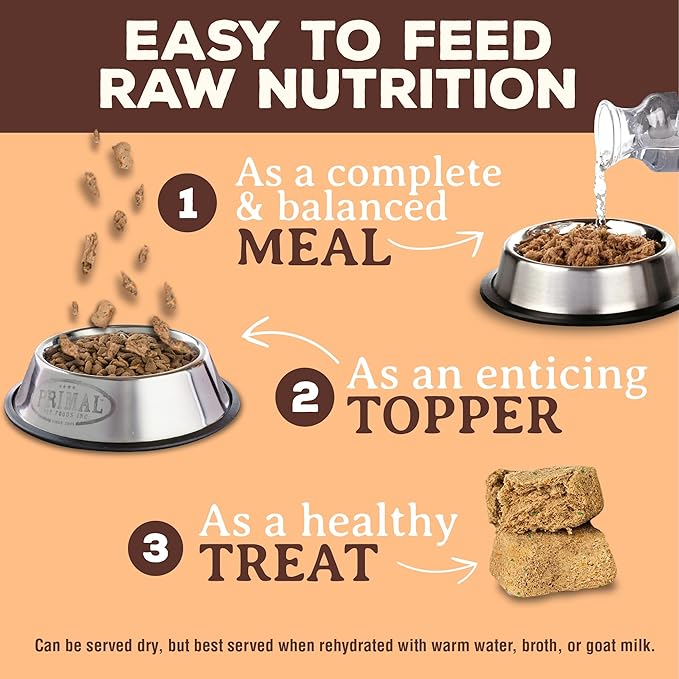 Primal Freeze Dried Cat Food Nuggets Pork; Complete & Balanced Meal or Topper; Premium, Healthy, Grain Free, High Protein Raw Cat Food with Probiotics (5.5 oz)