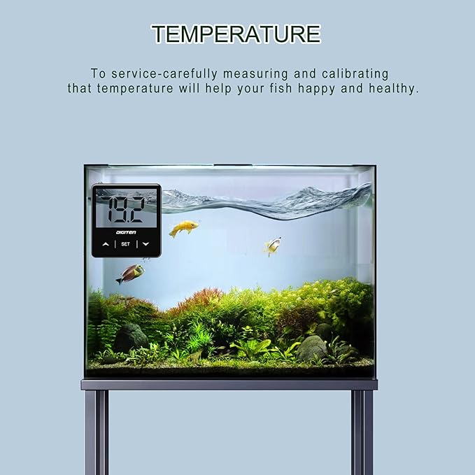 DIGITEN Aquarium Thermometer Digital Fish Tank Thermometer with Large LCD Display Stick On Water Terrarium Temperature Sensor Gauge for Reptiles Turtle Amphibians