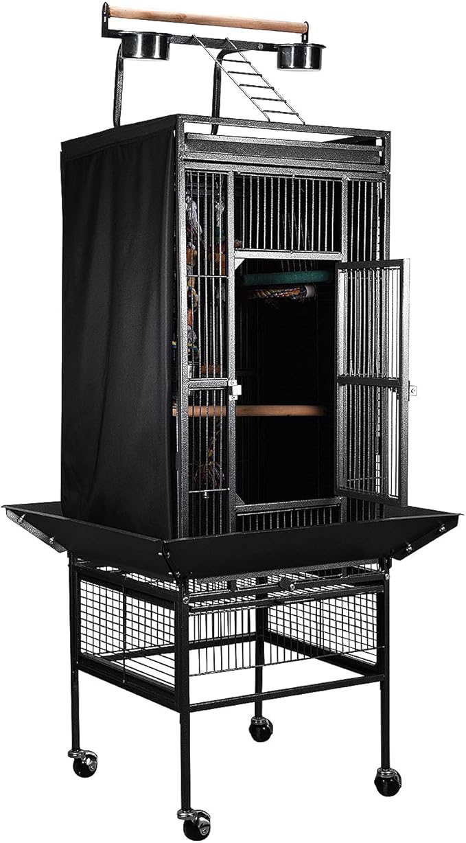 Good Night Bird Cage Cover for Large Bird Cage with Play Top (Patent Pending), Black 61"