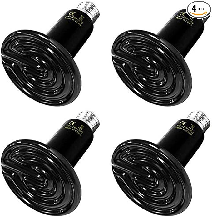 HealSmart Reptile Heat Lamp Bulb Ceramic Heat Emitter 100W No Light Emitting Brooder Coop Heater for Amphibian Pet & Incubating Chicken, Black
