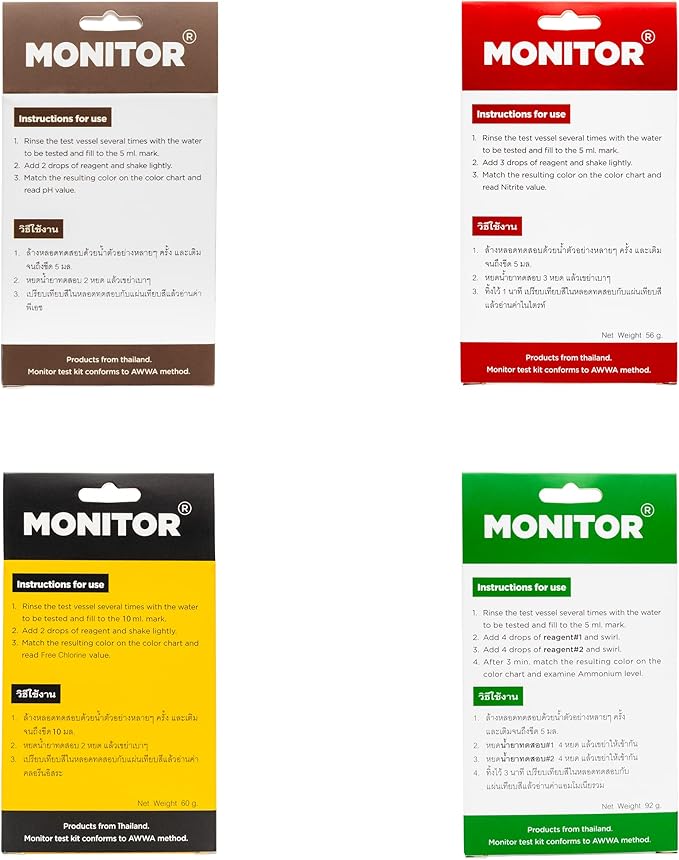 Monitor pH4.5-9.5, Chlorine, Nitrite, Ammonia Test KIT_Combo Set