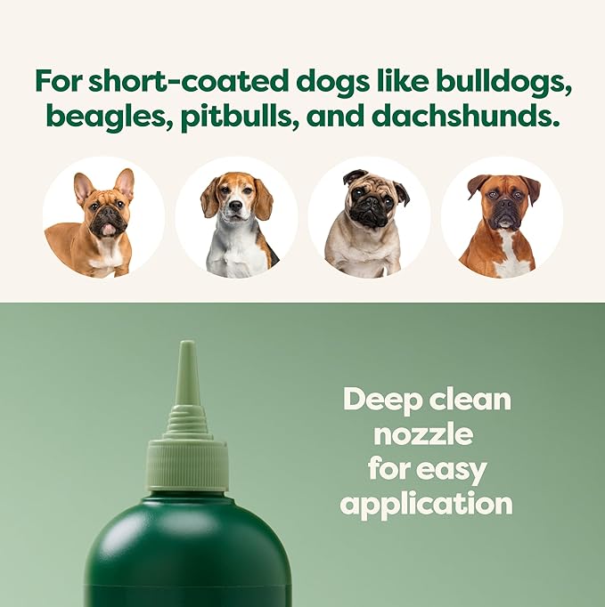 Earth Rated Coat-Specific 3-in-1 Short-Haired Dog & Puppy Shampoo, Conditioner & Deodorizer, Formulated to Moisturize and Tackle Shedding, Refreshing White Tea & Basil Scent, 16 oz.