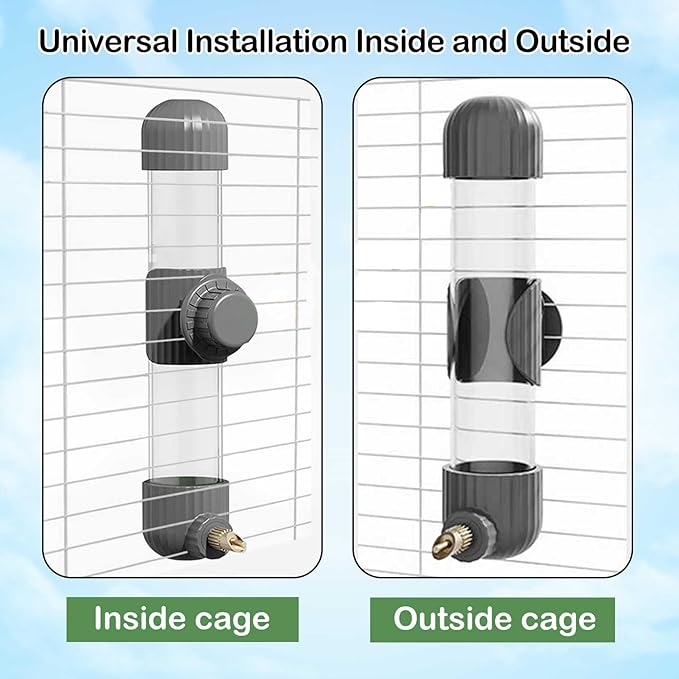 Bird Waterer Feeder 9.87 Oz Hanging Parrots Drinker Water Dispenser Birds Drinking Water Bottle Parrot Automatic Drinking Device for Budgie Cockatiel Lovebirds Canary Finch (Black/280ml)