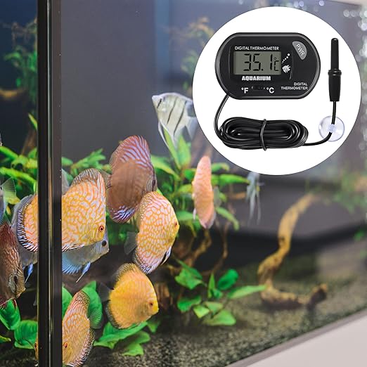 AITRIP 1 Pack Aquarium Thermometer, Fish Tank Thermometer,with Large LCD Display， Digital Thermometer, Reptile Thermometer, Terrarium Water Temperature Test