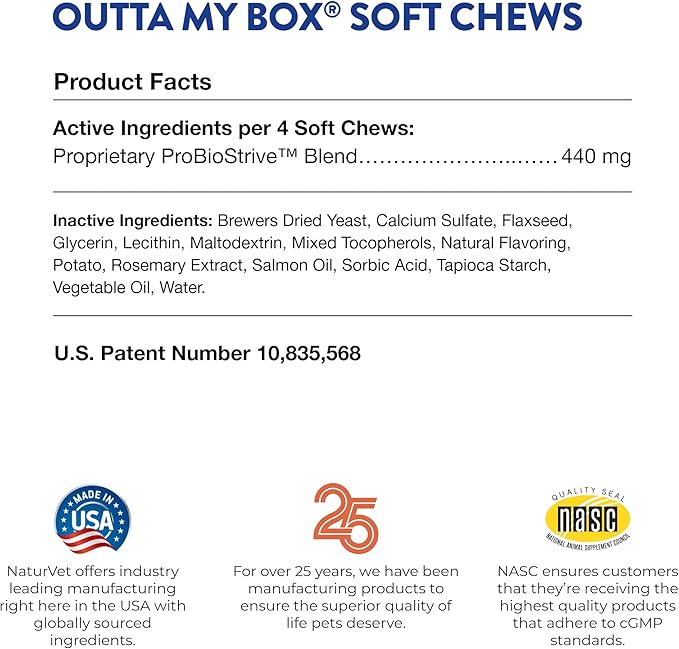 NaturVet – Outta My Box – 500 Soft Chews – Deters Dogs from Eating Cat Stools – Reduces Cat Stool Odors – For Dogs & Cats – 50 Day Supply