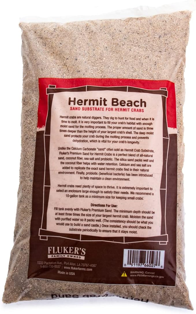 Fluker's All Natural Premium Hermit Crab Sand Substrate, Sand Mixture with Coconut Fiber, For Hermit Crab Tanks, 6 lbs.