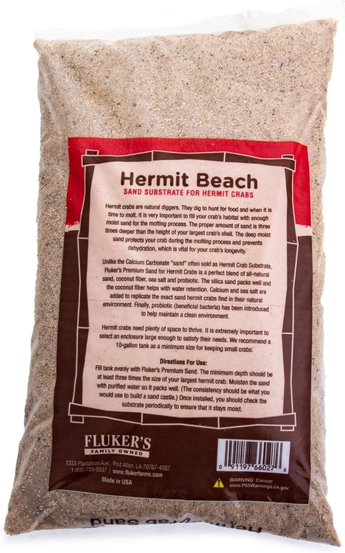 Fluker's All Natural Premium Hermit Crab Sand Substrate, Sand Mixture with Coconut Fiber, for Hermit Crab Tanks, 6 lbs. (Pack of 2)