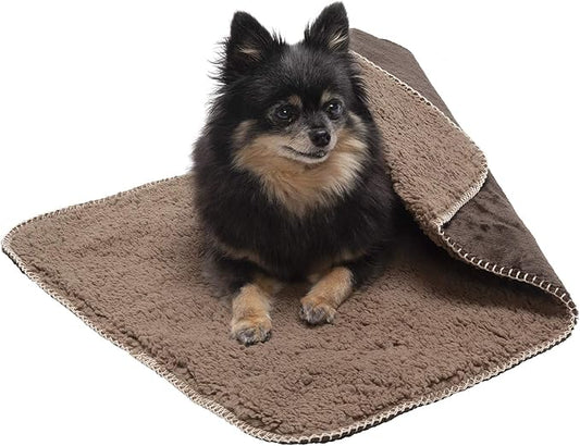 Furhaven Waterproof & Self-Warming Throw Blanket for Dogs & Indoor Cats, Washable & Reflects Body Heat - Terry & Sherpa Dog Blanket - Espresso, Small