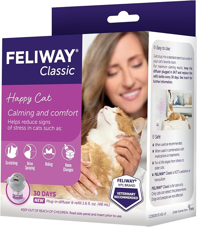 FELIWAY Classic Cat Calming Pheromone Diffuser, 30 Day Starter Kit (48 mL)