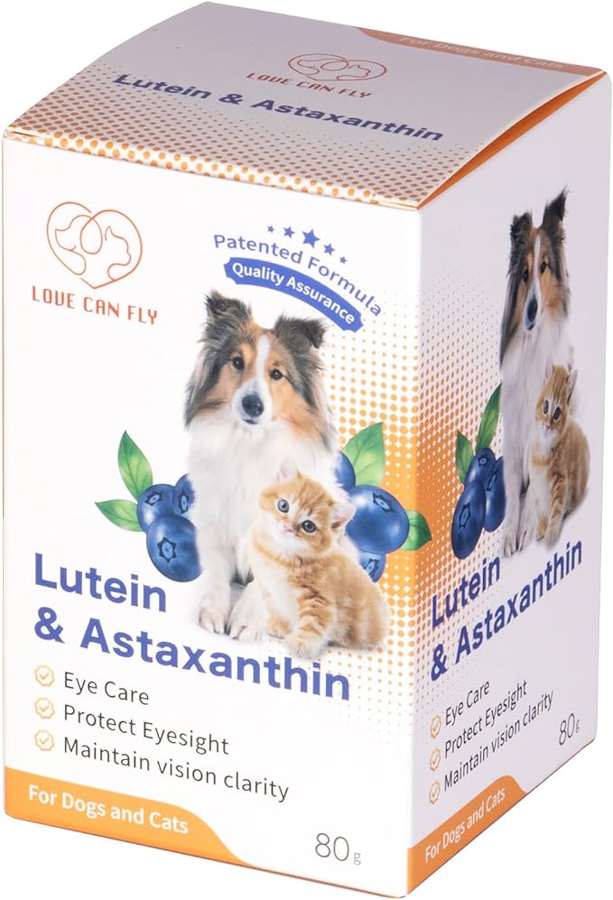 Dog and Cat Eye Care and Health - Lutein & Astaxanthin, Blue Light Defense, Preserve Visual Wellness and Brightness in Eyes/Enhance Vision/Natural Nutrient-Rich Formula - 2.8 Oz