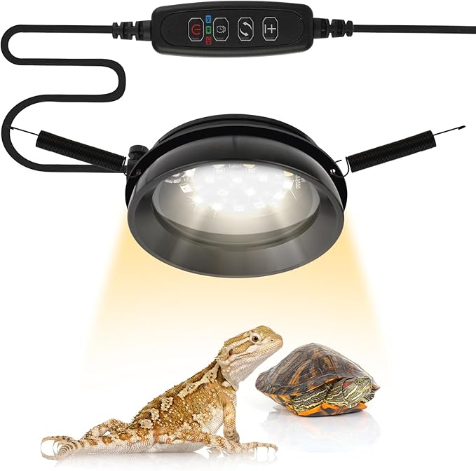 UVA UVB Reptile Heat Lamp with Dimmer and Timer,LED Reptile Light for Bearded Dragon,Turtles,Lizard,Gecko,Adjustable Brightness Reptile Light Fixture for Bearded Dragon and Turtle Tank Accessories