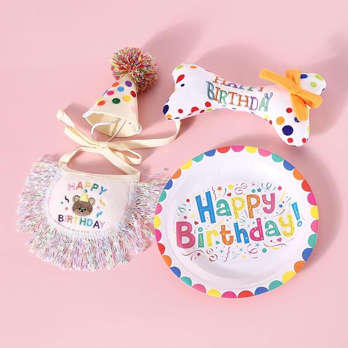 Dog Princess Costumes Puppy Birthday Bandana Scarf and Party Hat Cute Lace Dog Bib Scarf and Birthday Hat Doggy Birthday Party Decorations Set