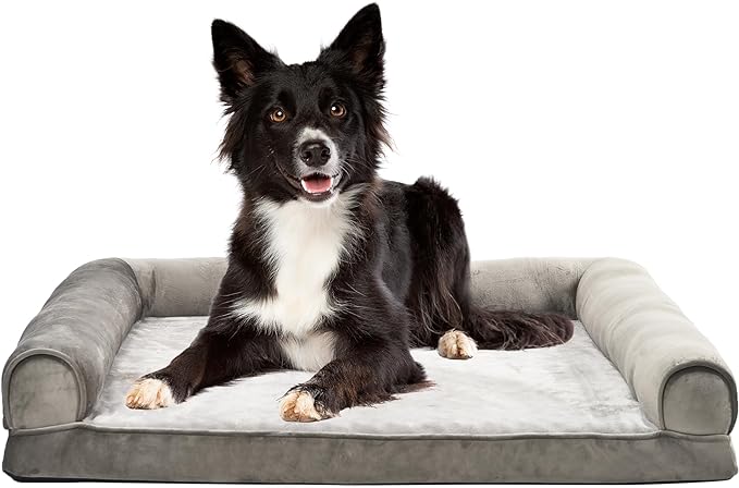 Amazon Basics Foam Living Room Couch Dog Pet Bed with Removable Cover, Large, 36 x 27 x 6.5 inches, Brown